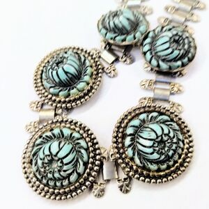 Vintage Carved Plastic Turquoise Cabachons Choker